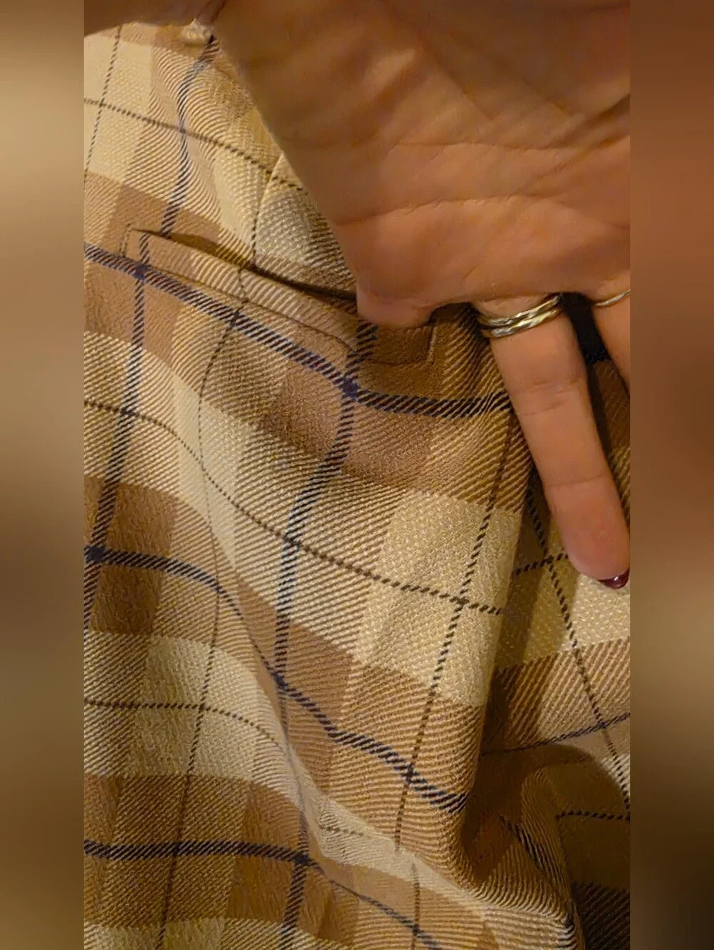 Aritzia Wilfred Camel Plaid High-Rise Wide Leg Trousers | Custom Tailored Waist - Picture 9 of 9